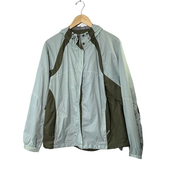 Eddie Bauer Green Hooded Full-Zip Mesh Lined Packable Windbreaker Jacket Large - Picture 1 of 11